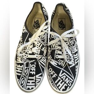 Vans Authentic Black & White OTW Repeat Sneakers Size M 8.5 W 10 EUC